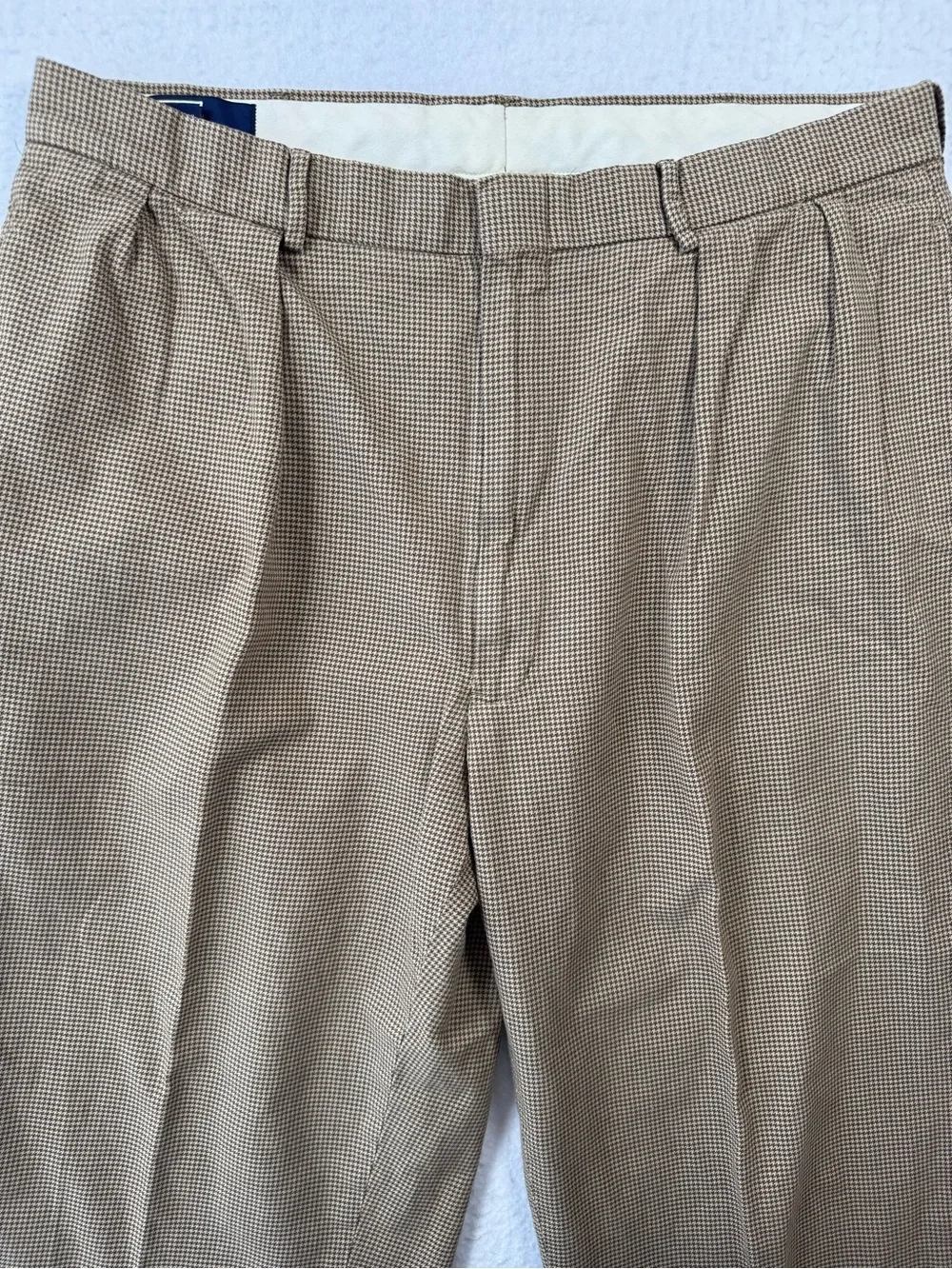 Polo Ralph Lauren Brown Houndstooth Pleated Cuffed‎ Dress Pants